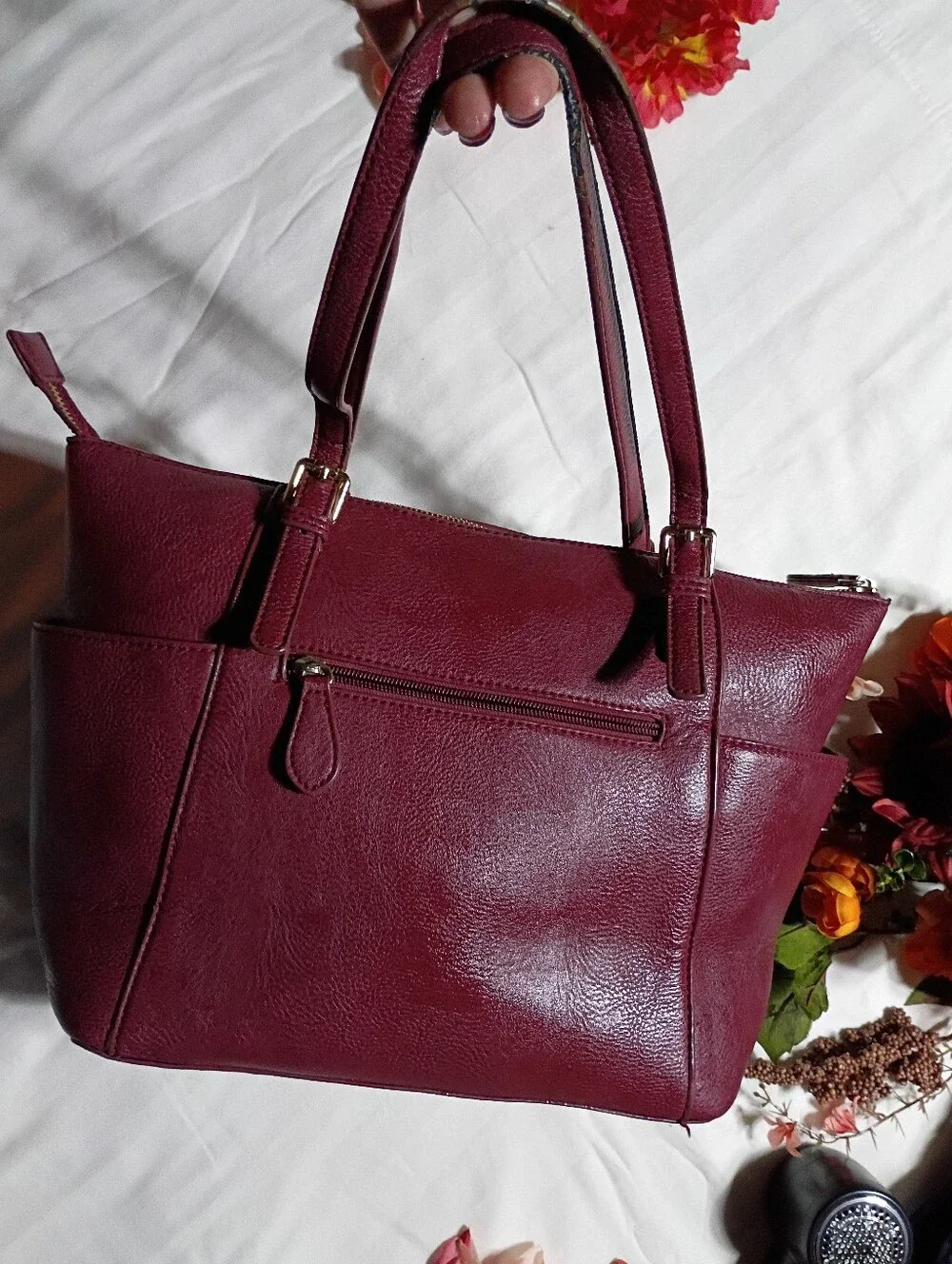 Michael Kors Wine Red Leather Tote
